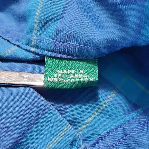 Southern Tide Club Men's Small‎ Blue, Yellow Plaid LS Performance Cotton Shirt - Picture 4 of 4